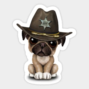 Cute Pug Puppy Dog Sheriff Sticker